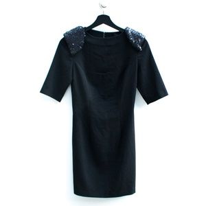 ASOS BLACK | Sequin Shoulder Pad Backless Dress